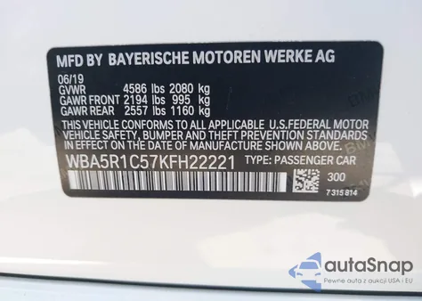 2019 BMW 330I from USA, damaged, VIN WBA5R1C57KFH22221